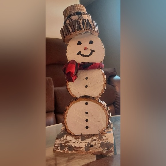 Handmade Hickory wood Snowman - Picture 2 of 4